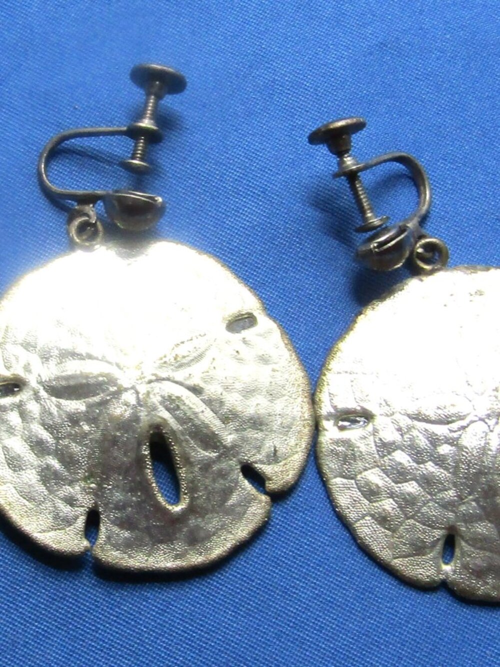 2 pair vintage screw back silver tone drop earrings